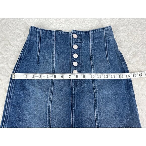 GRLFRND Twiggy Button Fly Denim Skirt Med Wash Size 25 - Picture 11 of 12